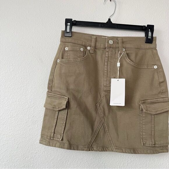 NWT Rails Laurel Y2K Cargo Mini Skirt Washed Olive Green Size 23 - Picture 4 of 7